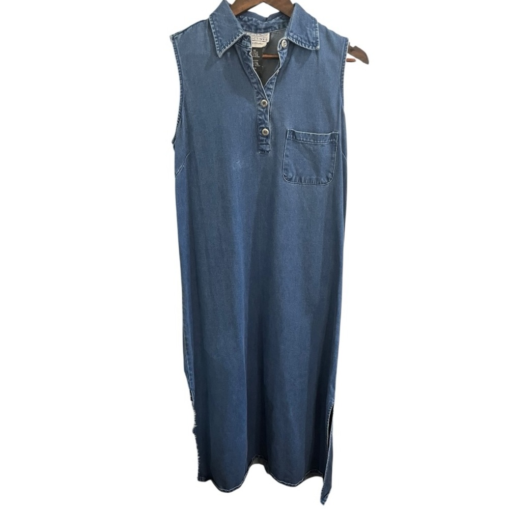 Directives Sleeveless Collared Blue Denim Maxi Dress Size Medium